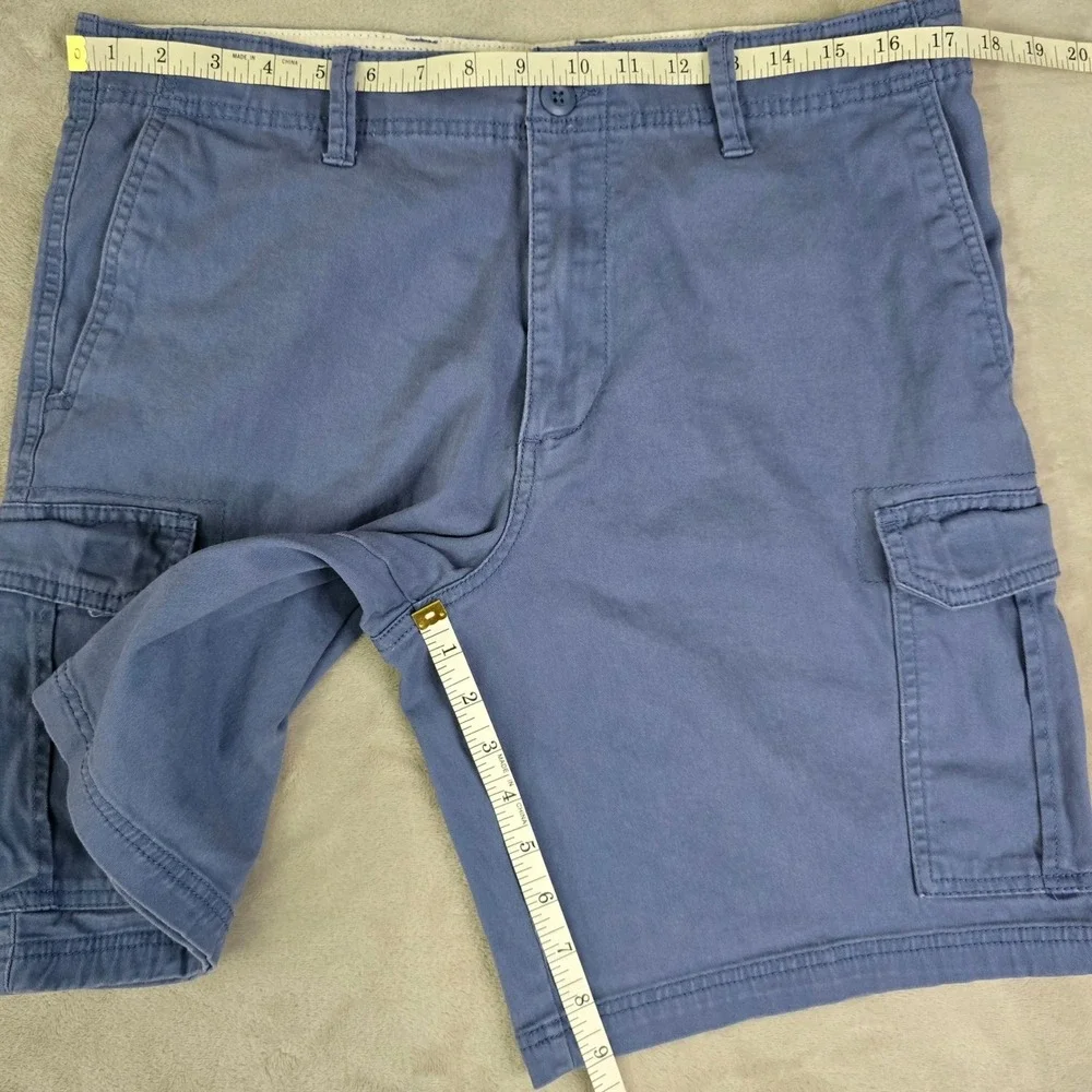 George‎ Mens Size 34 Blue Cargo Shorts Cotton Flat Front Stretch Utility Pockets